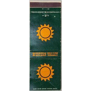 Matchbook Cover Western Valley Hotels California CA Green w/ Yellow Sun